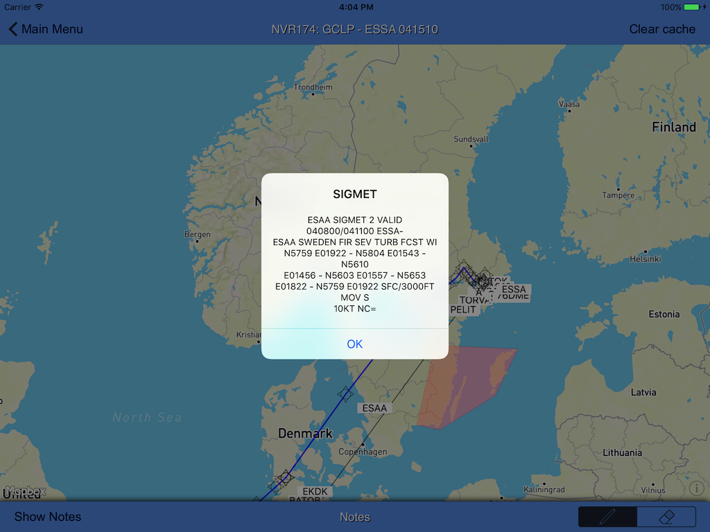 SIGMET on map screenshot